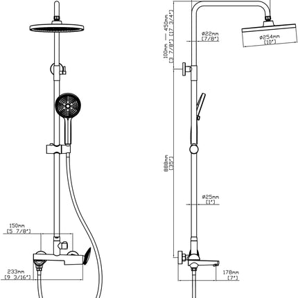 Set duș RoseGold Trio Exposed – 3 căi, montaj aparent