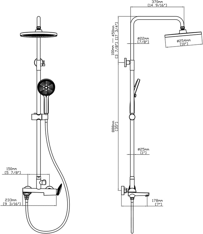 Set duș RoseGold Trio Exposed – 3 căi, montaj aparent