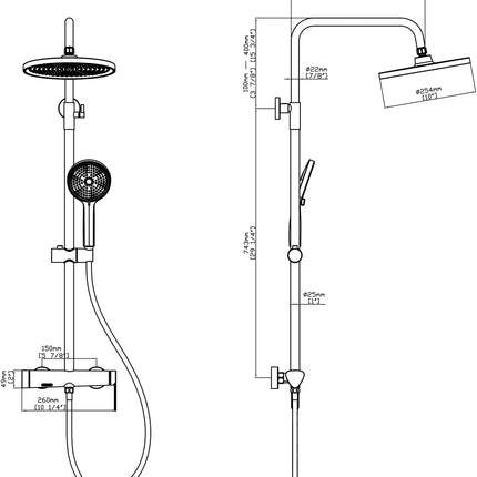 Coloană de duș 3 funcții – Colecția Dysis – Negru mat