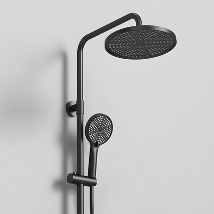 Set duș 2 funcții – finisaj negru mat, design modern din oțel inoxidabil