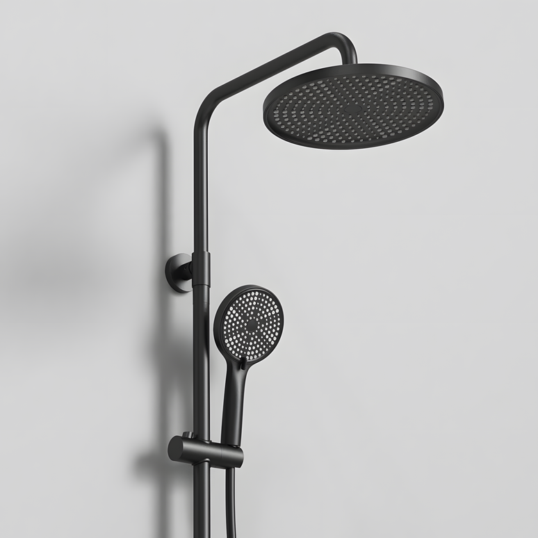 Set duș 2 funcții – finisaj negru mat, design modern din oțel inoxidabil