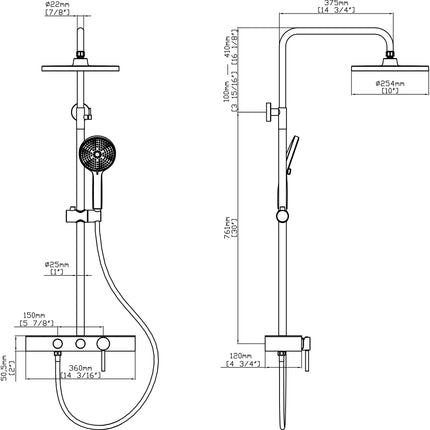 Set duș 2 funcții – finisaj auriu periat, design modern din oțel inoxidabil