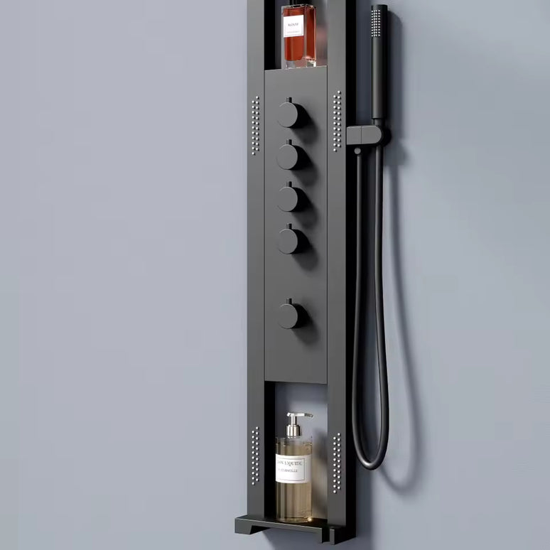 Panel de Duș Black Round LED – Design Modern cu Duș Tip Cascadă și Funcții Premium