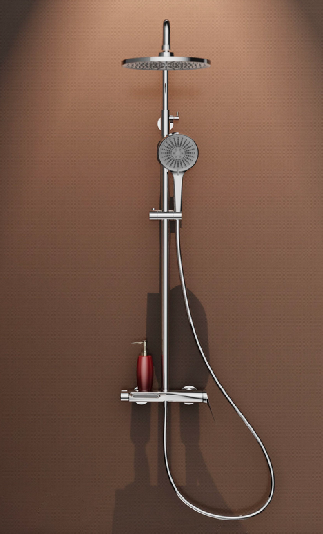 Set duș din alamă cu cioc de cadă integrat – Design premium