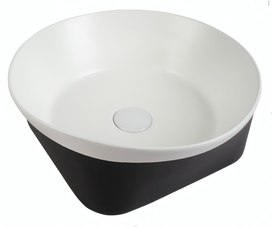 Lavoar ceramic rotund A692-CA08M – design modern alb mat și negru mat