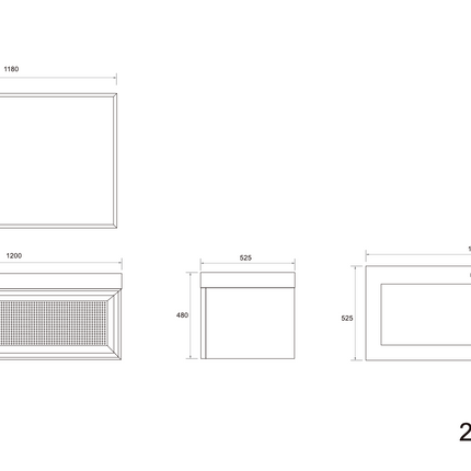 Set mobilier baie suspendat din lemn 120 cm cu lavoar rock slab și oglindă LED cu ramă