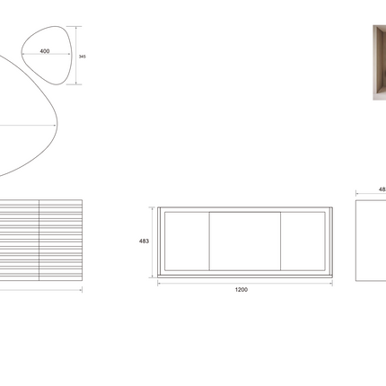 Set mobilier baie suspendat din lemn 120 cm cu lavoar rock slab și oglinzi LED