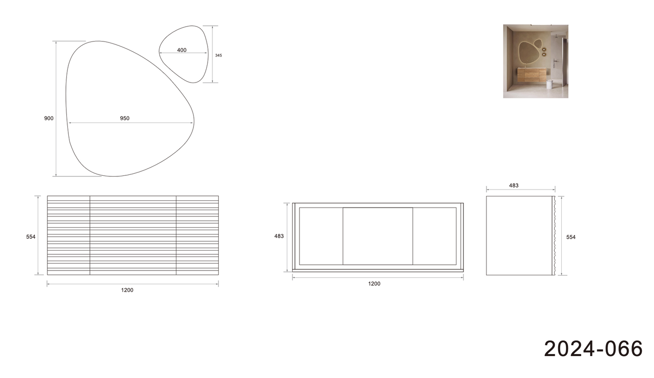 Set mobilier baie suspendat din lemn 120 cm cu lavoar rock slab și oglinzi LED