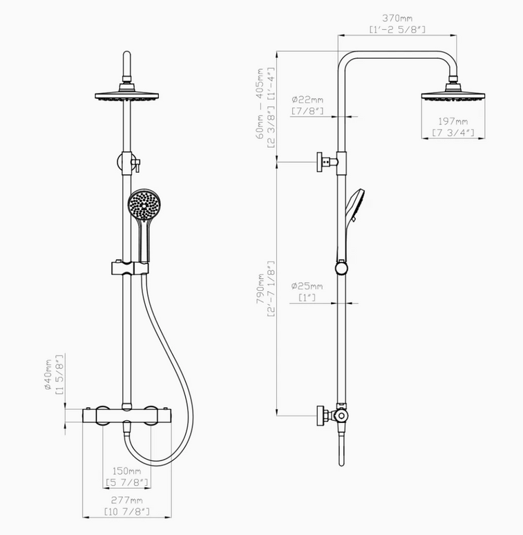 Set duș termostatic Thermostatic Urban Steel – confort și design premium