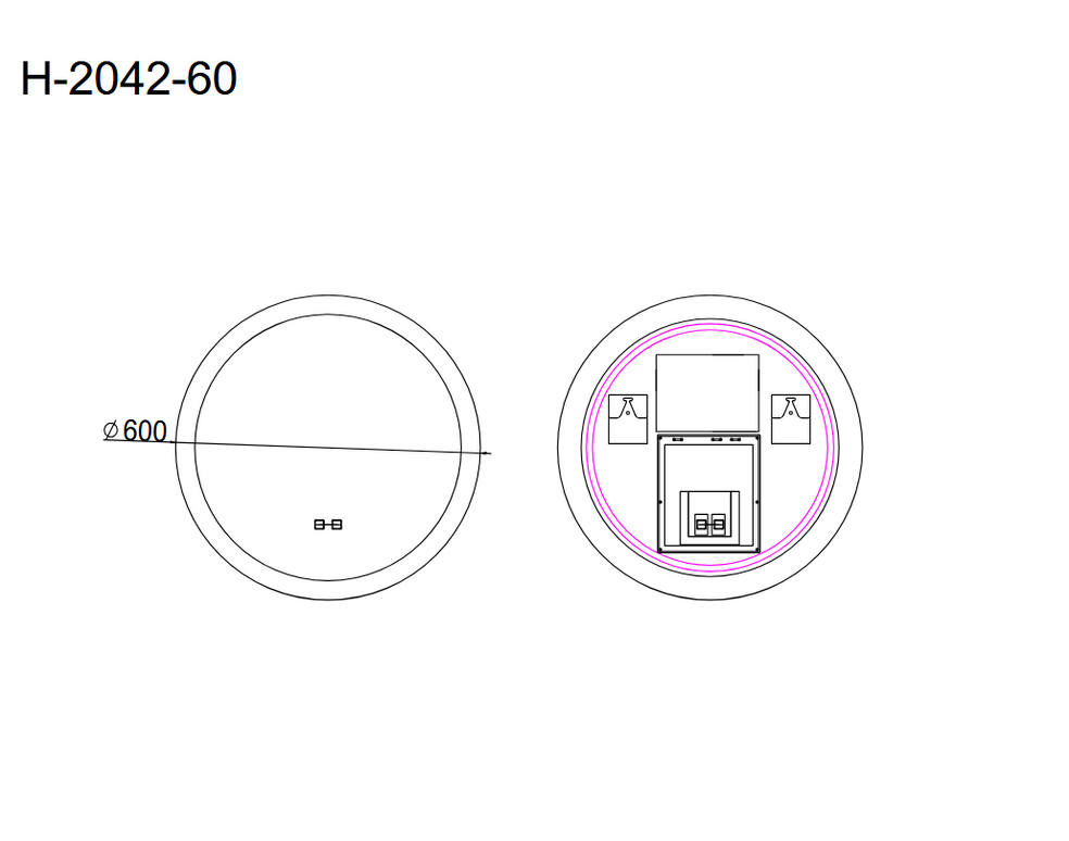 Oglindă baie LED ⌀60 cm/ ⌀80 cm rotundă cu ramă acrilică, 3 nuanțe de lumină, anti-aburire și touch control J-2042