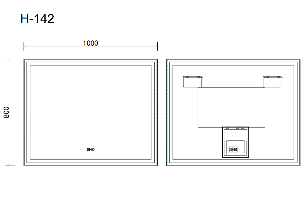 Oglindă baie LED 100x80 cm dreptunghiulară, anti-aburire și touch control J-142