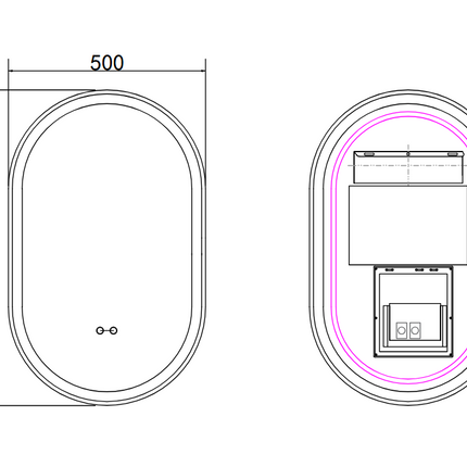 Oglindă baie LED 50x80 cm ovală, 3 nuanțe de lumină, anti-aburire și touch control J-120-1