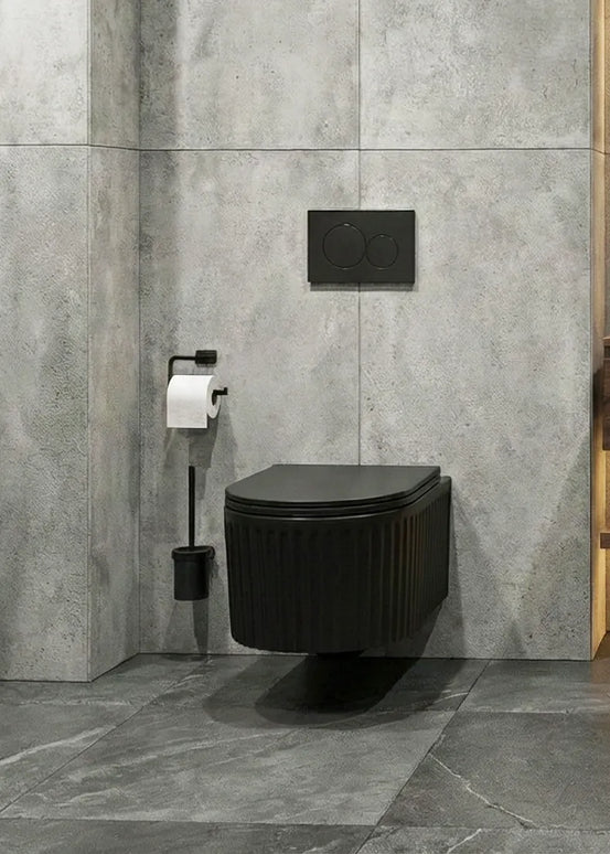 Vas WC Suspendat Rimless - Black Ribbed Matte