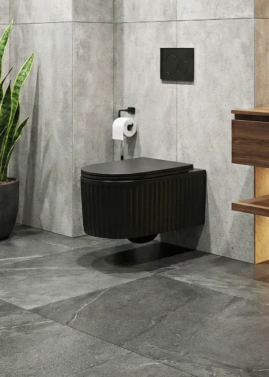 Vas WC Suspendat Rimless - Black Ribbed Matte