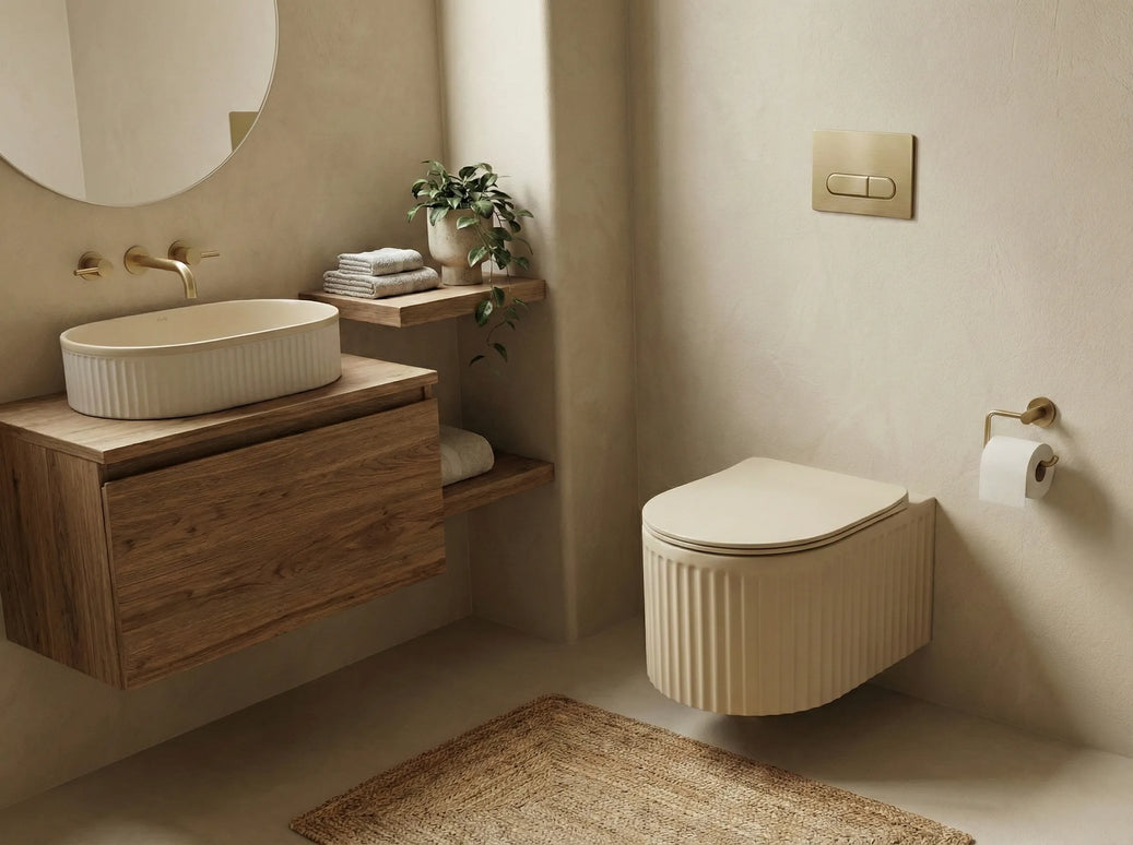 Vas WC Suspendat Rimless – Bej Mat Striat