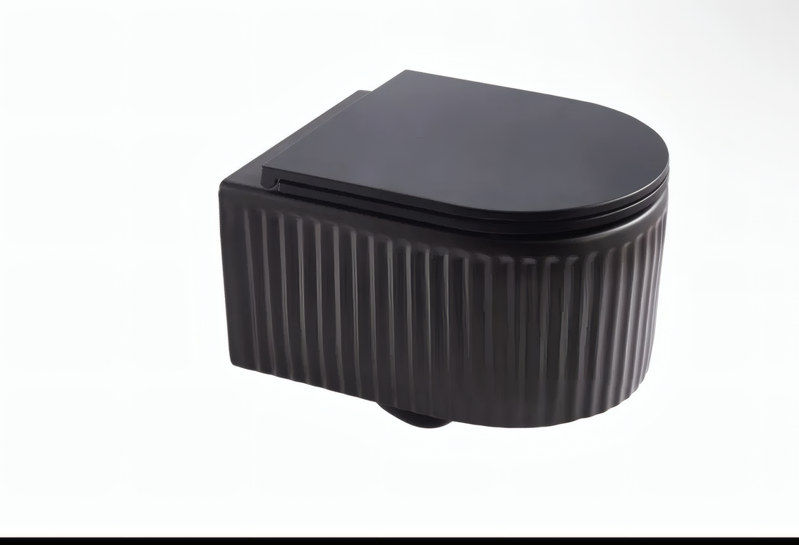 Vas WC Suspendat Black Ribbed Matte