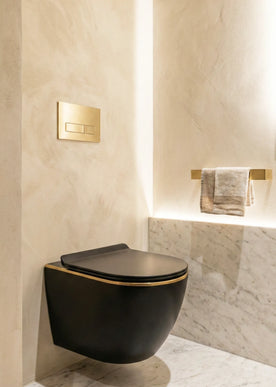 Vas WC Suspendat Rimless – Negru Mat cu Linie Aurie