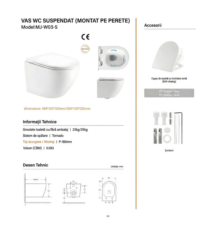 Vas WC Suspendat Rimless - Black Matte