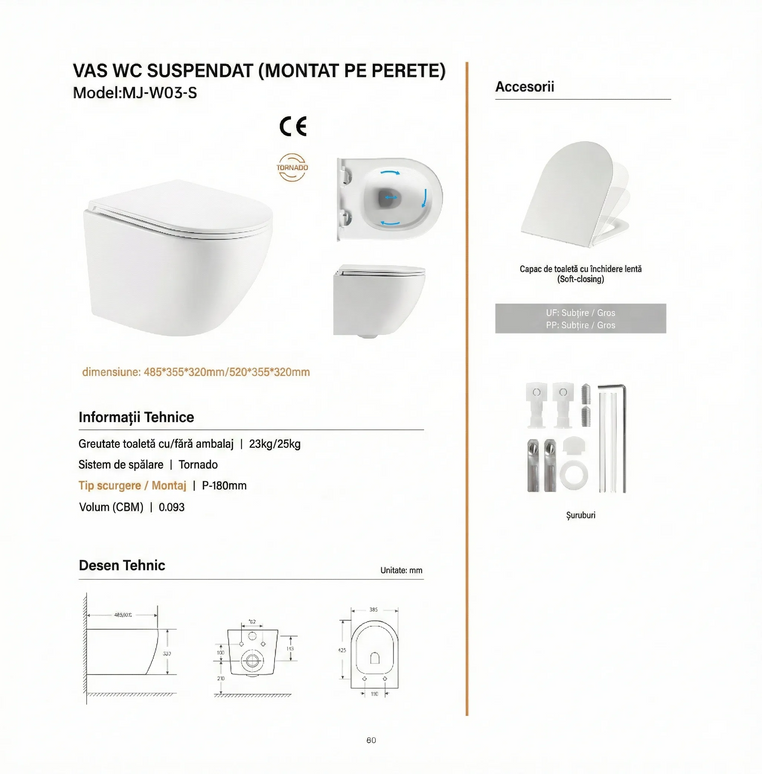 Vas WC Suspendat Rimless – Light Grey Matt