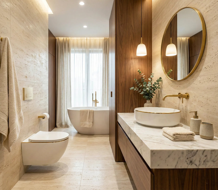 Vas WC Suspendat Rimless Alb Lucios cu Linie Aurie