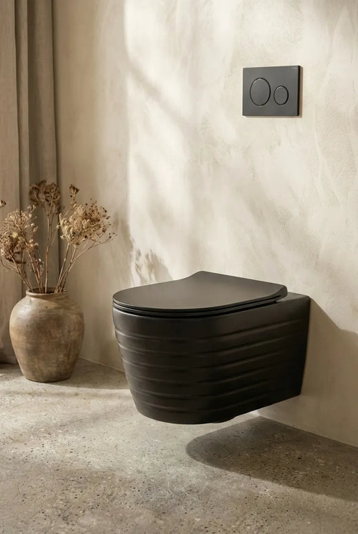 Vas WC Suspendat Rimless – Negru Mat Striat