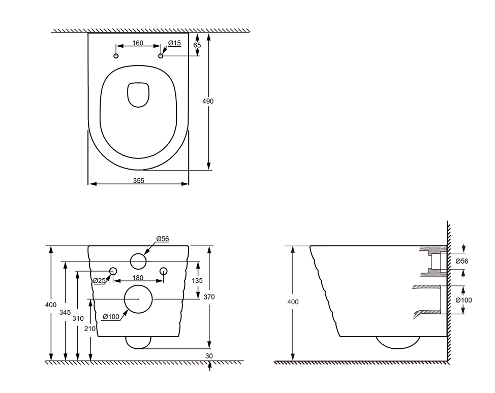 Vas WC Suspendat Rimless – Negru Mat Striat