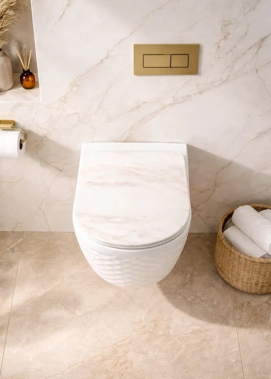 Vas WC Modern Rimless – Alb Marmorat Diamond 3D