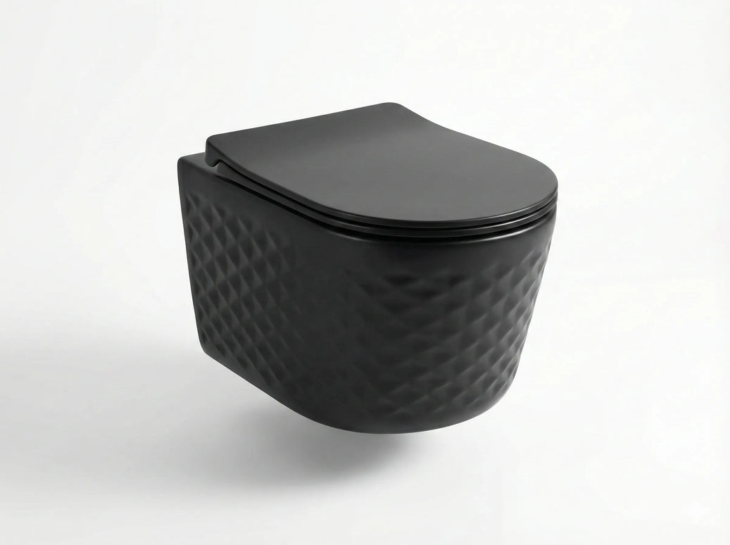 Vas WC Suspendat Rimless – Negru Mat Diamond