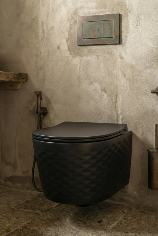 Vas WC Suspendat Rimless – Negru Mat Diamond