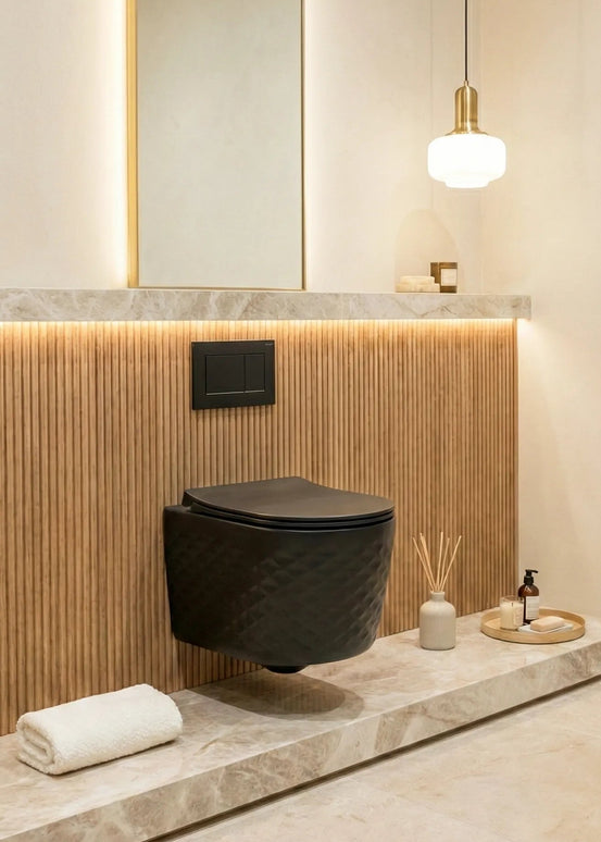 Vas WC Suspendat Rimless – Negru Mat Diamond 3D