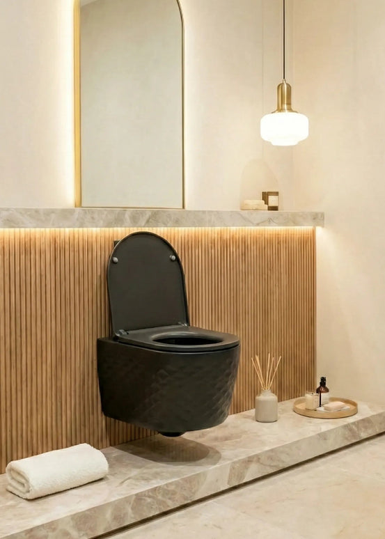 Vas WC Suspendat Rimless – Negru Mat Diamond 3D