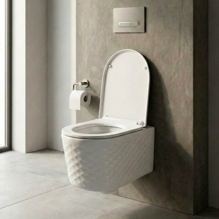 Vas WC Modern Rimless  –  Alb Lucios Diamond 3D