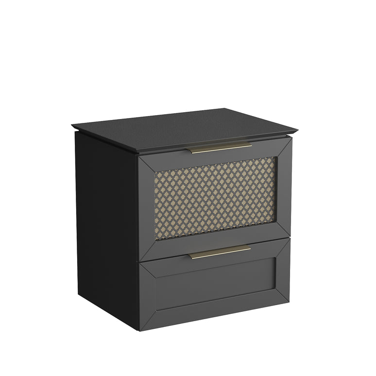 Mobilier de baie suspendat cu blat, Chic, Black Satin