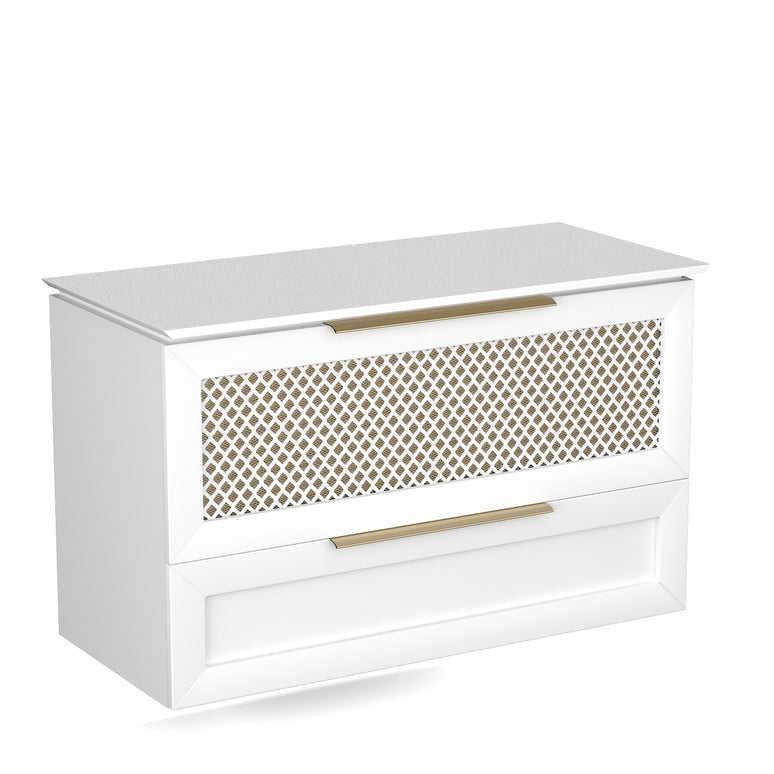 Mobilier de baie suspendat cu blat, Chic, White Satin