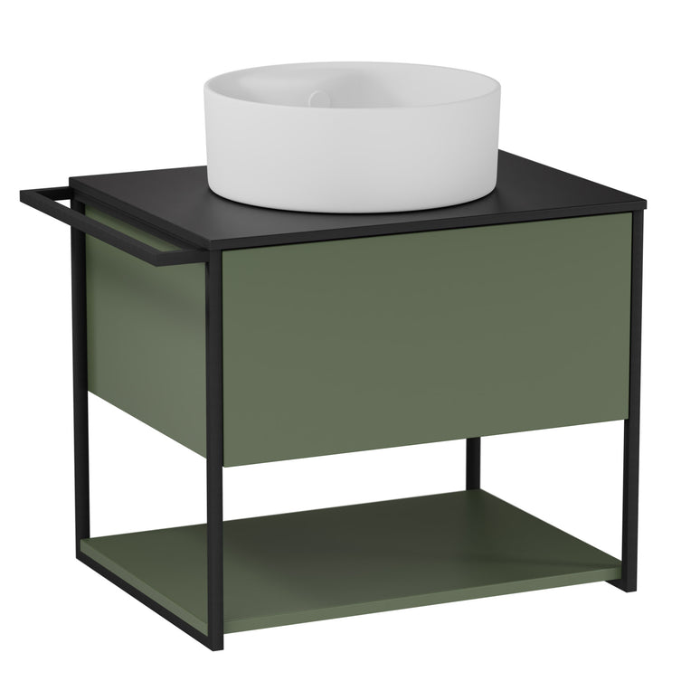 Mobilier de baie suspendat cu blat, Lov, Green Grey