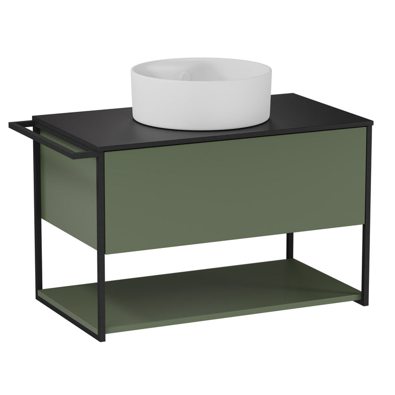 Mobilier de baie suspendat cu blat, Lov, Green Grey