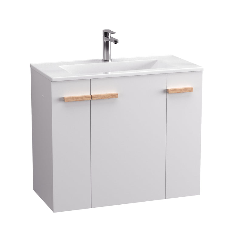 Mobilier de baie suspendat L-Wood, White