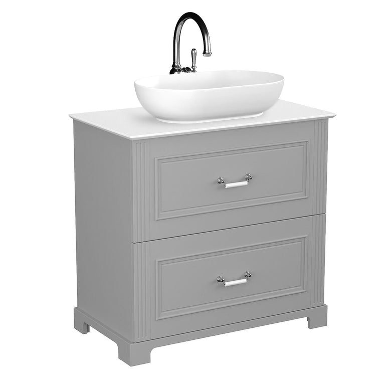 Mobilier de baie pe pardoseală cu blat, Oxford, Dark Grey