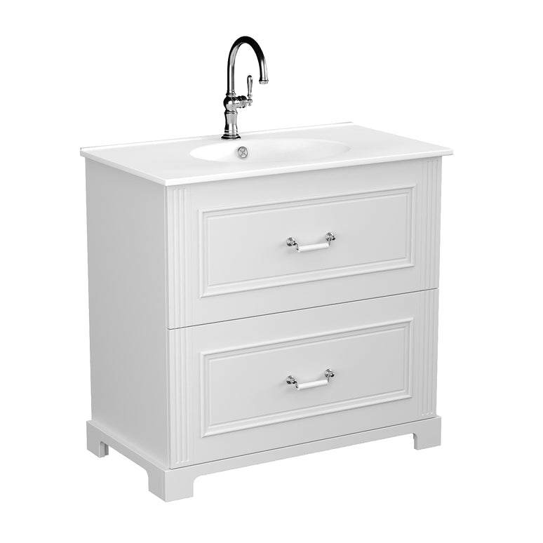 Mobilier de baie pe pardoseală Oxford, Old White