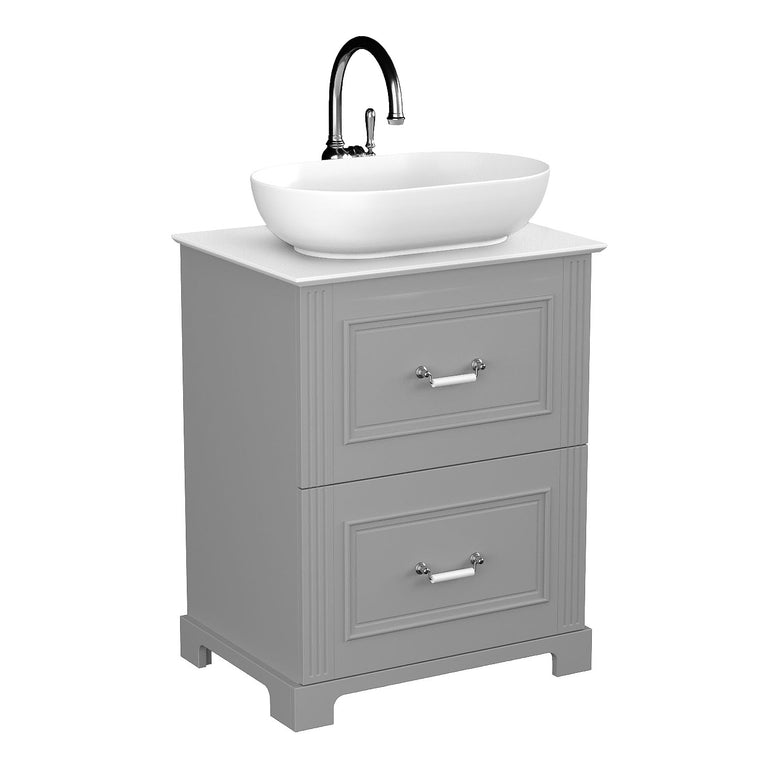 Mobilier de baie pe pardoseală cu blat, Oxford, Dark Grey