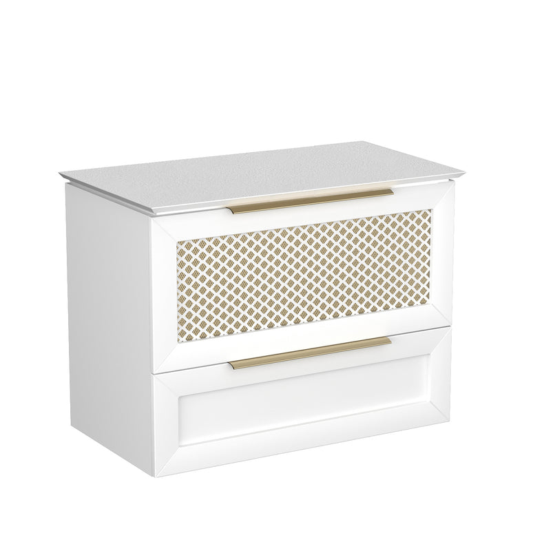 Mobilier de baie suspendat cu blat, Chic, White Satin