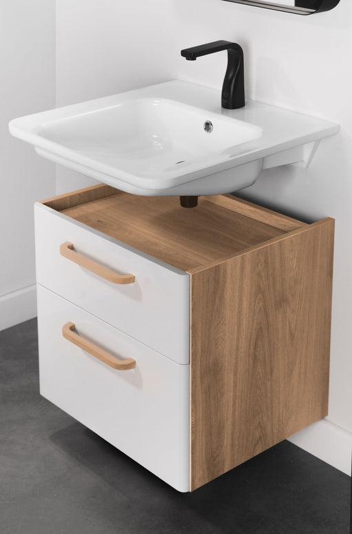 Mobilier de baie suspendat Comfy, White/Castello oak