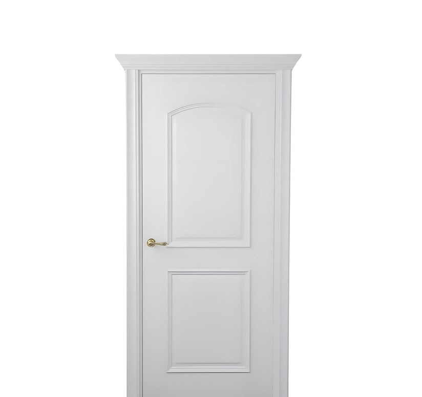 Ușă vopsită JYP-102 Alb cu panou arcuit și panou clasic profilat