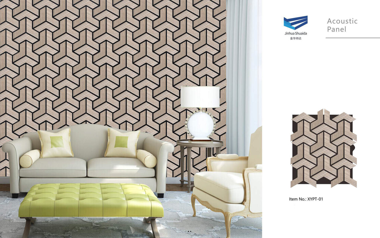 Panou riflaj MDF Black Walnut  – 632x521x18mm, model geometric decorativ