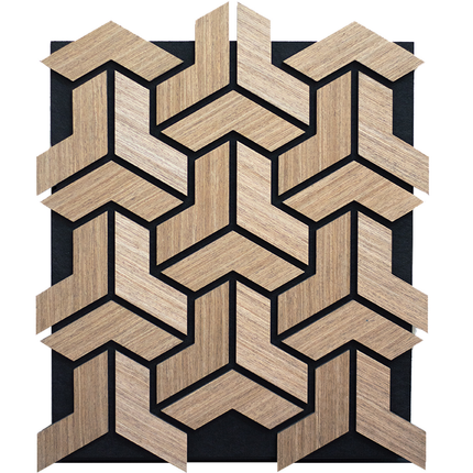 Panou riflaj MDF Black Walnut  – 632x521x18mm, model geometric decorativ