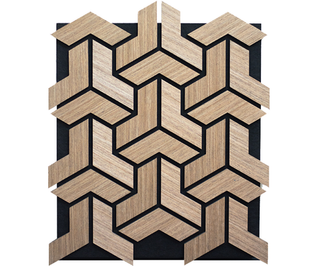 Panou riflaj MDF Black Walnut  – 632x521x18mm, model geometric decorativ
