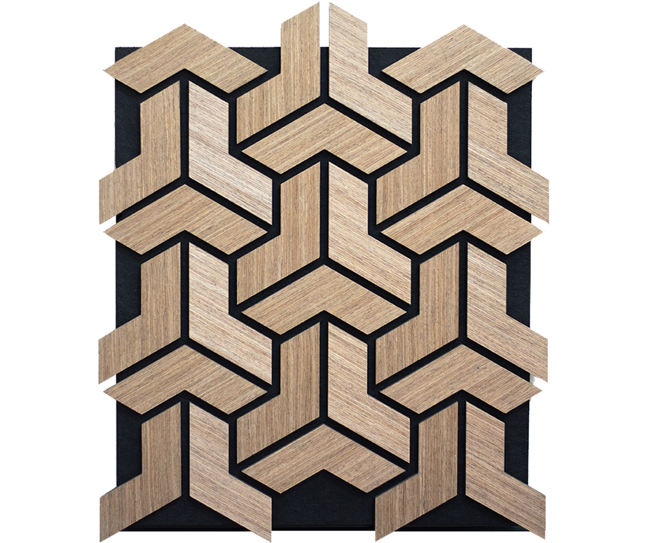 Panou riflaj MDF Black Walnut  – 632x521x18mm, model geometric decorativ