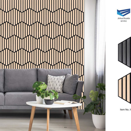Panou riflaj MDF Black 001 – 308x267x18mm, design hexagonal, finisaj negru mat