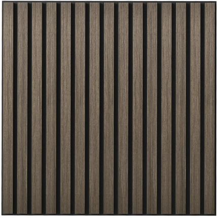 Panou riflaj decorativ XYPT-13 – lamele verticale nuc închis pe bază neagră