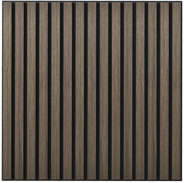 Panou riflaj decorativ XYPT-13 – lamele verticale nuc închis pe bază neagră